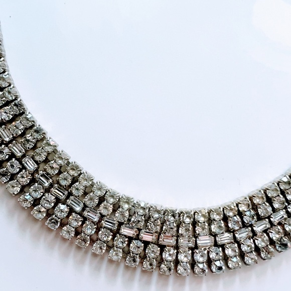 Hollywood Classic Collectable Rhinestone 5 Row Crystal Choker Necklace EVC - Picture 8 of 11